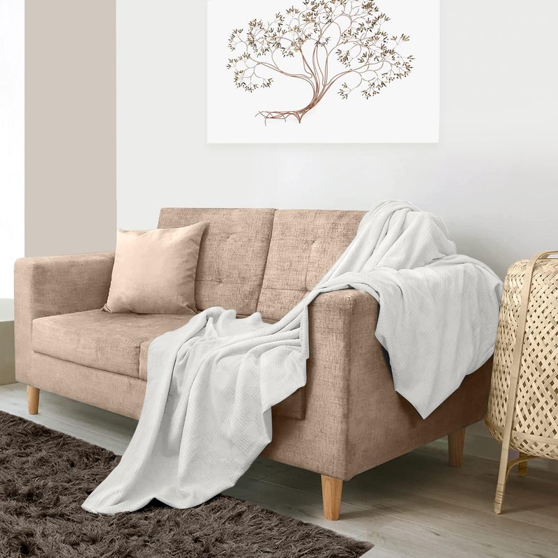 Avalonbedding بطانيات أفالون من القطن بنسبة 100%، بطانية حرارية بحجم كينج (108 بوصة × 90 بوصة) - بطانية قطنية مثالية بحجم كينج لطبقات السرير في أي موسم - بطانيات قطنية بحجم كينج للسرير (أبيض) - Image 4