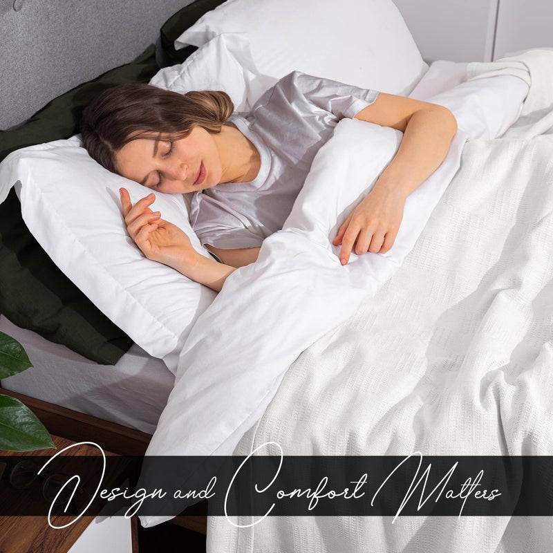 Avalonbedding بطانيات أفالون من القطن بنسبة 100%، بطانية حرارية بحجم كينج (108 بوصة × 90 بوصة) - بطانية قطنية مثالية بحجم كينج لطبقات السرير في أي موسم - بطانيات قطنية بحجم كينج للسرير (أبيض) - Image 2