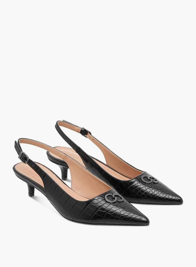 Celeste Women's Textured Pointed Toe Shoes with Buckle Closure