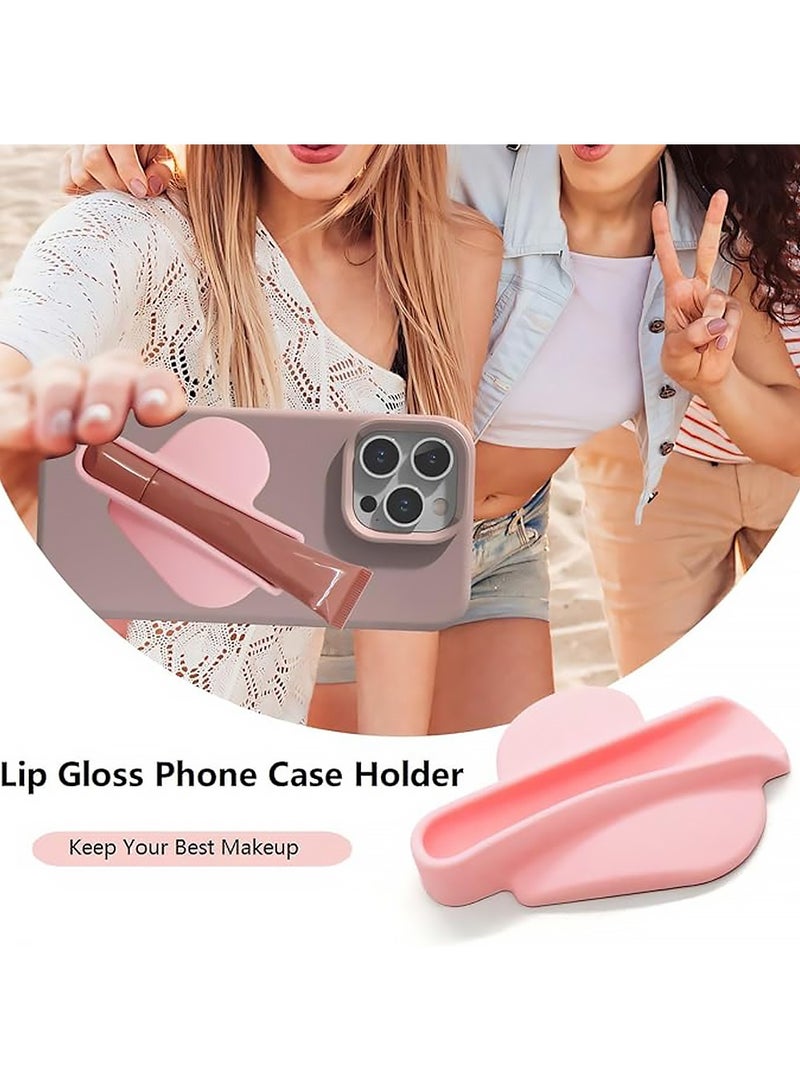 X-level 5PCS Lip Gloss Adhesive Sleeve for Cell Phone,with Lip Gloss Holder,Heart Shape Silicone Lip Phone Holder Back Stick on Case for iPhone16/15/14 Series and Samsung Galaxy S25/S24/23 Series  - Image 2