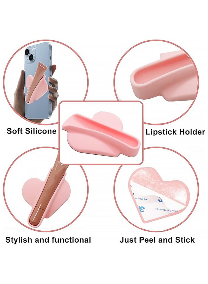 X-level 5PCS Lip Gloss Adhesive Sleeve for Cell Phone,with Lip Gloss Holder,Heart Shape Silicone Lip Phone Holder Back Stick on Case for iPhone16/15/14 Series and Samsung Galaxy S25/S24/23 Series  - Image 4