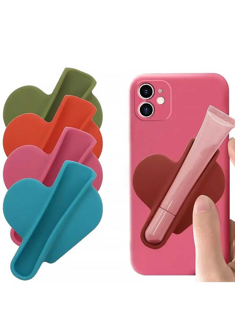 X-level 5PCS Lip Gloss Adhesive Sleeve for Cell Phone,with Lip Gloss Holder,Heart Shape Silicone Lip Phone Holder Back Stick on Case for iPhone16/15/14 Series and Samsung Galaxy S25/S24/23 Series  - Image 1