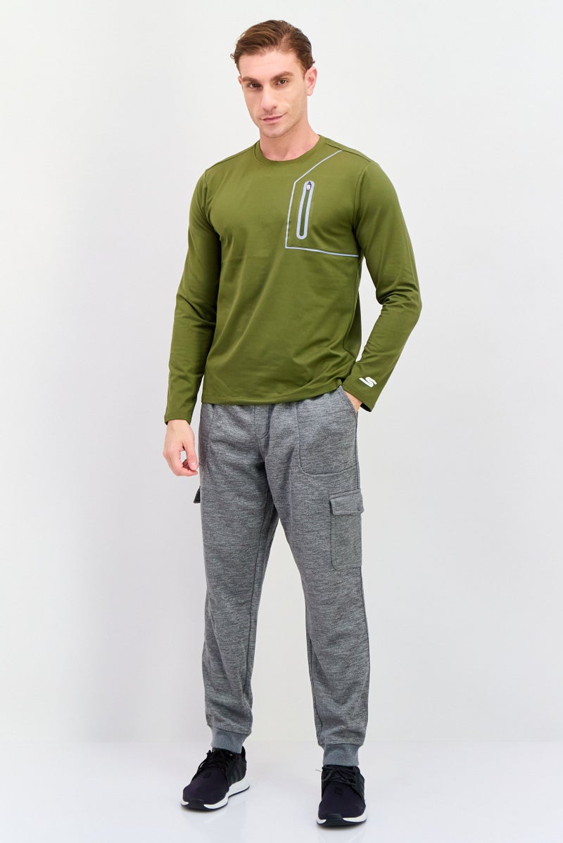 SKECHERS Men Regular Fit Long Sleeve Outdoor T-Shirts, Winter Moss  - Image 2