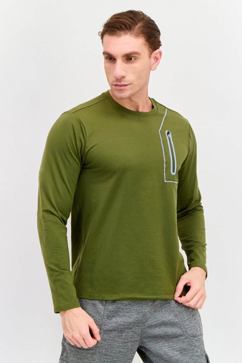 SKECHERS Men Regular Fit Long Sleeve Outdoor T-Shirts, Winter Moss  - Image 1