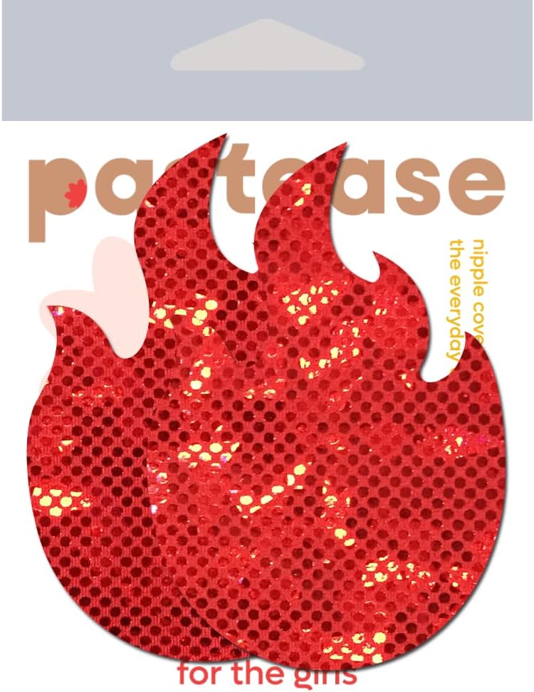 PASTEASE Store Nipple Pasties - Flame: Red Fire Nipple Pasties - Festival Rave EDM Party or Club Aesthetic Outfit Accessory - Image 2