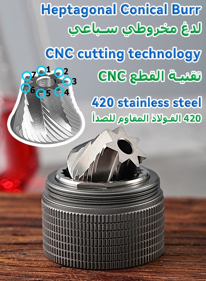 MITOYO Coffee Bean Grinder - Aluminum Alloy Manual Grinder - Heptagonal Conical Burr Grinder - High Quality Hand Grinder  - Image 2