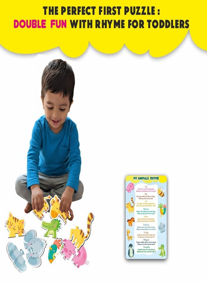 لعبة BRAIN BASKET My First Animal Puzzle للأطفال الصغار، أحجية تعليمية مكونة من 9 حيوانات مع قوافي، 18 قطعة، لعبة تعليمية لتنمية القدرات المعرفية والحركية واللغوية (من عمر سنتين إلى 4 سنوات). - Image 5