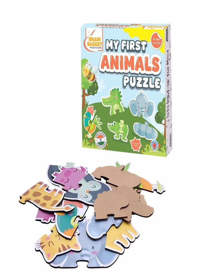 لعبة BRAIN BASKET My First Animal Puzzle للأطفال الصغار، أحجية تعليمية مكونة من 9 حيوانات مع قوافي، 18 قطعة، لعبة تعليمية لتنمية القدرات المعرفية والحركية واللغوية (من عمر سنتين إلى 4 سنوات). - Image 1