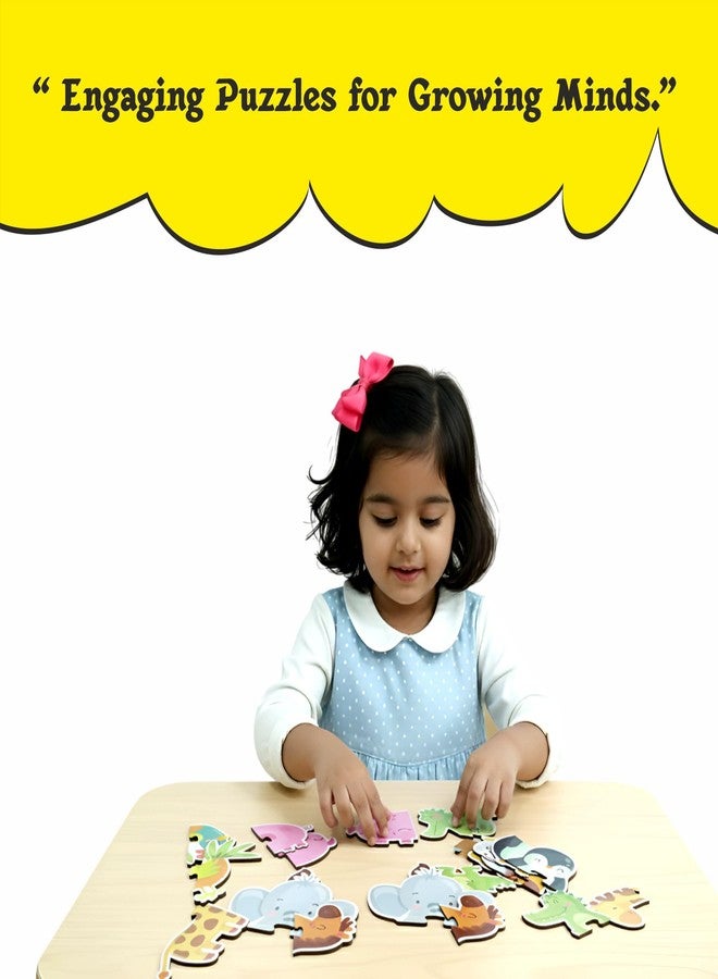 لعبة BRAIN BASKET My First Animal Puzzle للأطفال الصغار، أحجية تعليمية مكونة من 9 حيوانات مع قوافي، 18 قطعة، لعبة تعليمية لتنمية القدرات المعرفية والحركية واللغوية (من عمر سنتين إلى 4 سنوات). - Image 3