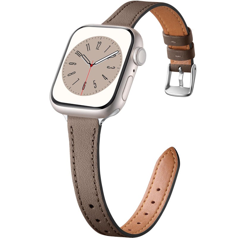 Charlam Compatible with Apple Watch Bands for Women 41mm 40mm 38mm 42mm 44mm 45mm 46mm,Top Grain Soft Leather Bands Slim Wristband for iWatch SE, Series 11 10 9 8 7 6 5 4 3 2 1,Classic Retro Brown - Image 1
