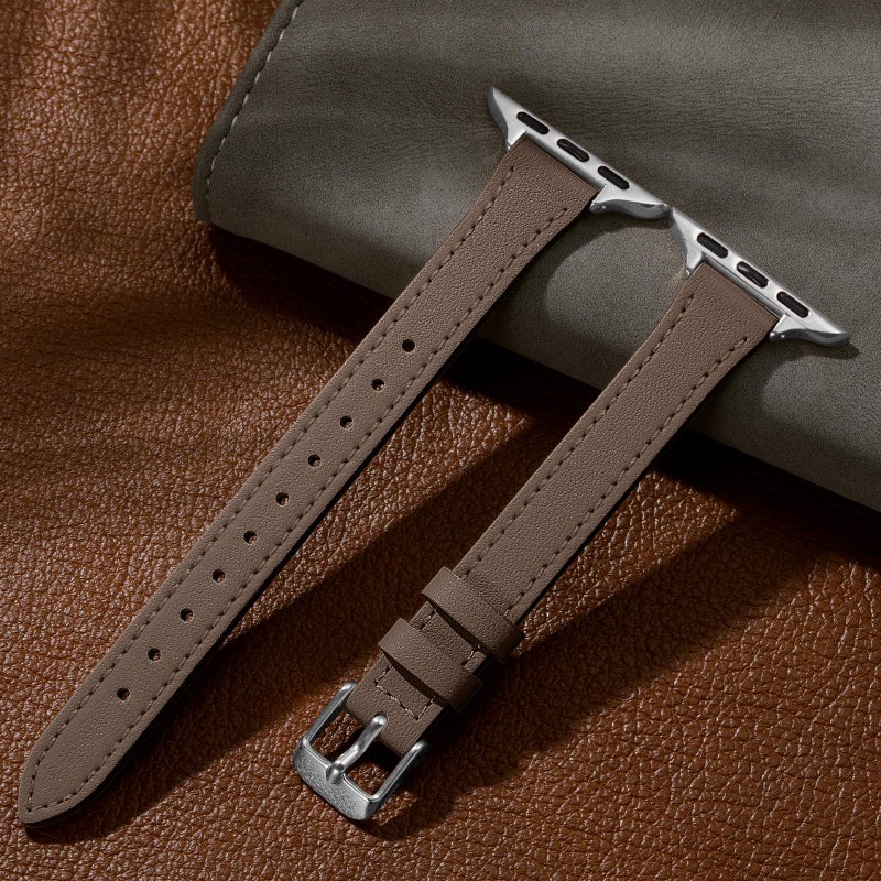 Charlam Compatible with Apple Watch Bands for Women 41mm 40mm 38mm 42mm 44mm 45mm 46mm,Top Grain Soft Leather Bands Slim Wristband for iWatch SE, Series 11 10 9 8 7 6 5 4 3 2 1,Classic Retro Brown - Image 5