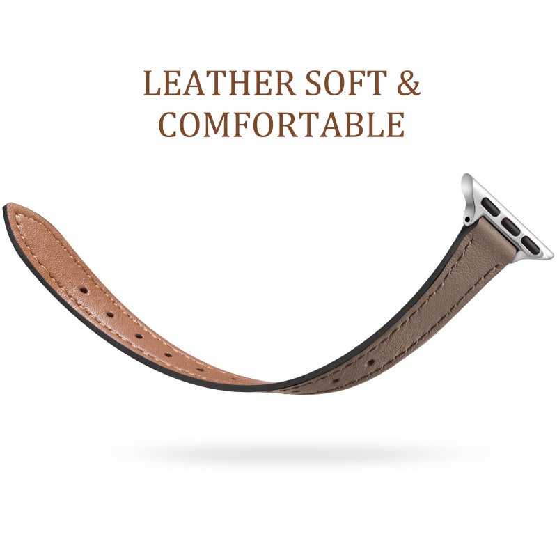 Charlam Compatible with Apple Watch Bands for Women 41mm 40mm 38mm 42mm 44mm 45mm 46mm,Top Grain Soft Leather Bands Slim Wristband for iWatch SE, Series 11 10 9 8 7 6 5 4 3 2 1,Classic Retro Brown - Image 3