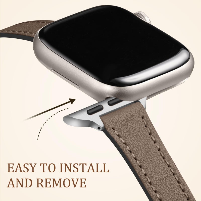 Charlam Compatible with Apple Watch Bands for Women 41mm 40mm 38mm 42mm 44mm 45mm 46mm,Top Grain Soft Leather Bands Slim Wristband for iWatch SE, Series 11 10 9 8 7 6 5 4 3 2 1,Classic Retro Brown - Image 4