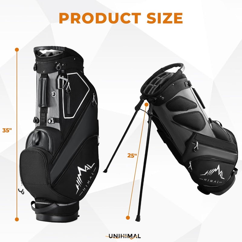 uniHimal 14 Way Dividers Golf Stand Bag - Lightweight with Multiple Pockets, Dual Strap and Rain Cover Hood - Image 2