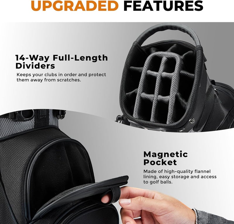 uniHimal 14 Way Dividers Golf Stand Bag - Lightweight with Multiple Pockets, Dual Strap and Rain Cover Hood - Image 3