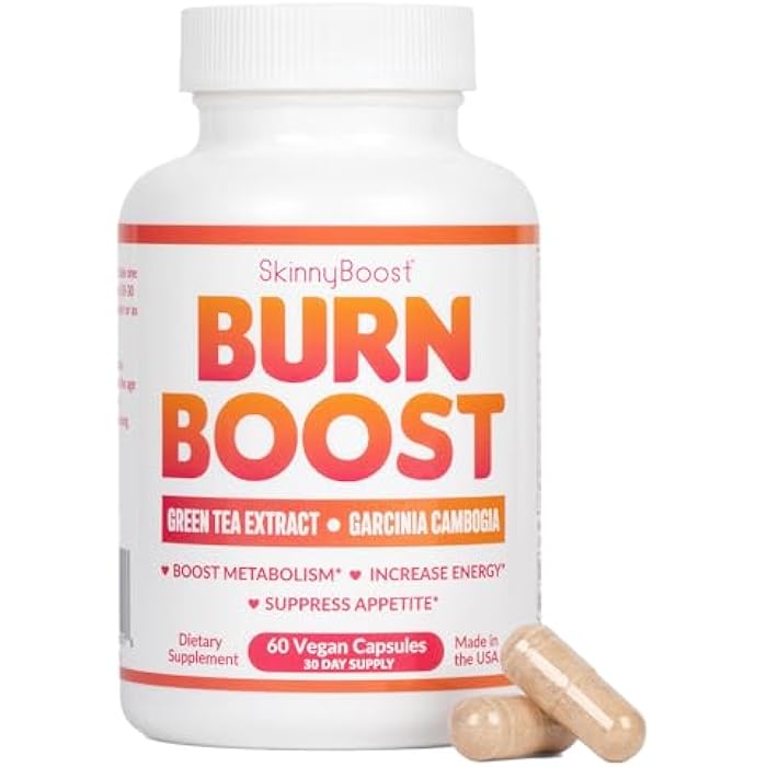 SkinnyBoost Burn Boost Capsules-60 Ct – Natural Vegan Metabolism Support with Green Tea & Garcinia Cambogia -Anotioxidants, Energy and Weight Management Burn Boost Vegan Capsules - Image 1