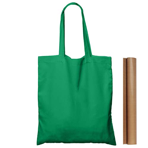 NPBAG 25 Pack 15'' X 16'' Green Cotton Tote Bags, Blank Bulk Cloth bags with 1pc of PTFE Teflon Sheet (M) - Image 1