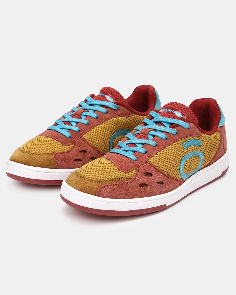 بيواكوف Men's Ollie Zone Spicy Mango Suede Mesh Leather Skate Sneakers