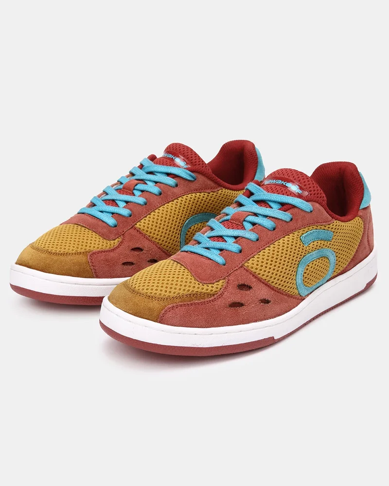 بيواكوف Men's Ollie Zone Spicy Mango Suede Mesh Leather Skate Sneakers