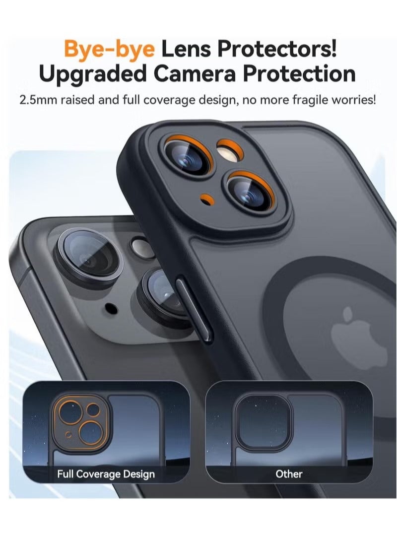 Magnetic Cover for iPhone 15 6.1 Inch, MagSafe Compatible, Full Camera Protection, Translucent Matte Slim Protective Shockproof Case, Black - Image 3