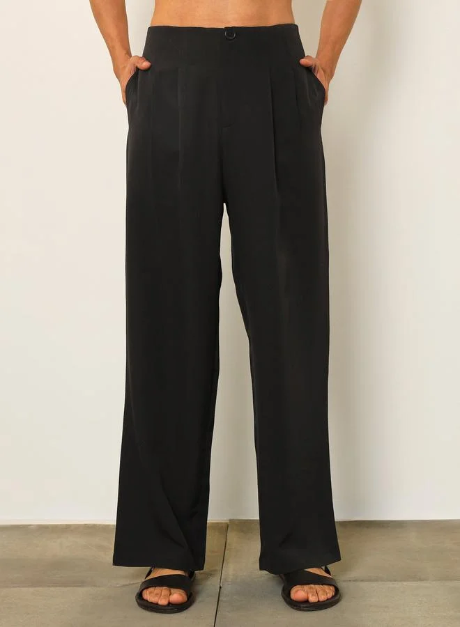 ساسافراس Men Black Dual-Dart High Rise Korean Pants