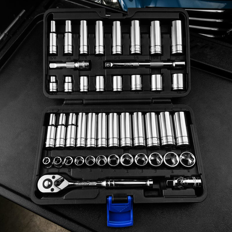 EPAuto 45 Pieces 3/8" Drive Socket Set with 72-Tooth Pear Head Ratchet - Image 4