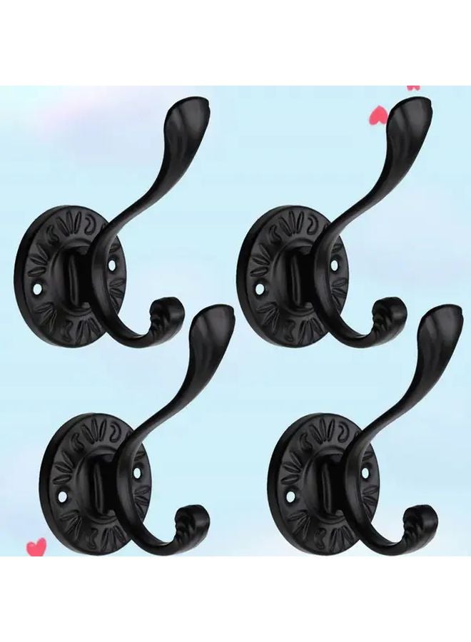 4Pcs Black Aluminum Alloy Wall Mounted Hooks Heavy Duty For Bathroom Closet Door Wardrobe - Image 3