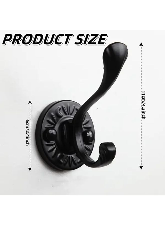 4Pcs Black Aluminum Alloy Wall Mounted Hooks Heavy Duty For Bathroom Closet Door Wardrobe - Image 4