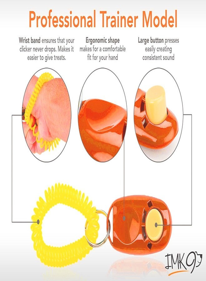 Sage Square Pet Training Clicker with Wrist Strap for Dog/Cat/Kitten/Puppy/Bird (Orange) - Image 3