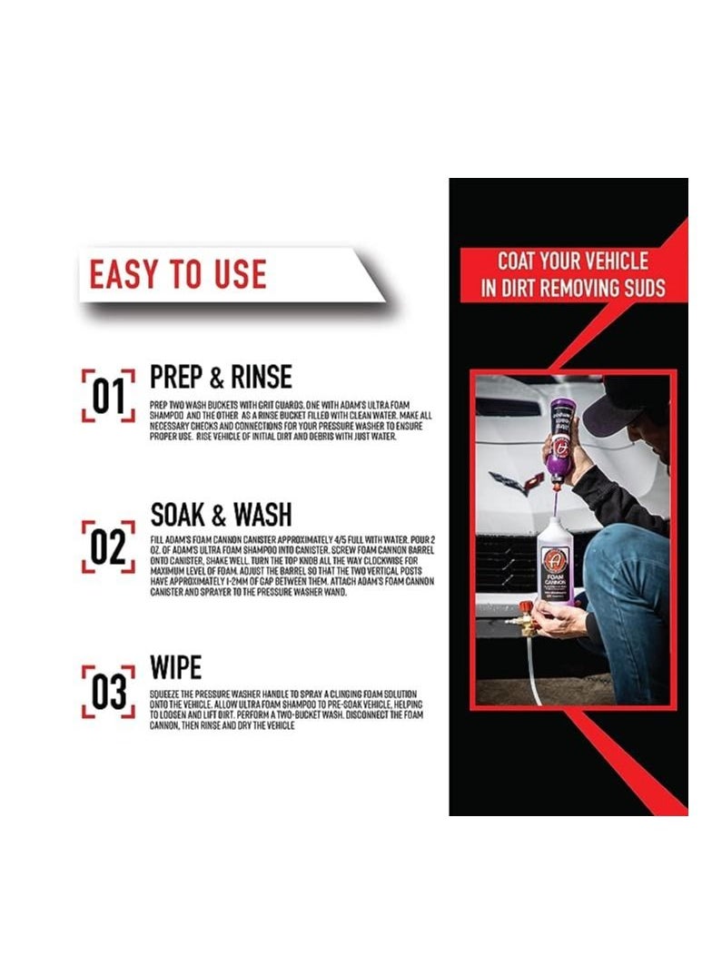 Adam's Polishes - Adam's Ultra Foam Shampoo 16oz - Our Most Sudsy Car Shampoo Formula Ever pH Neutral Formula for Safe Spot Free Cleaning Ultra Slick Formula That Wont Scratch or Leave Water Spots. - Image 1