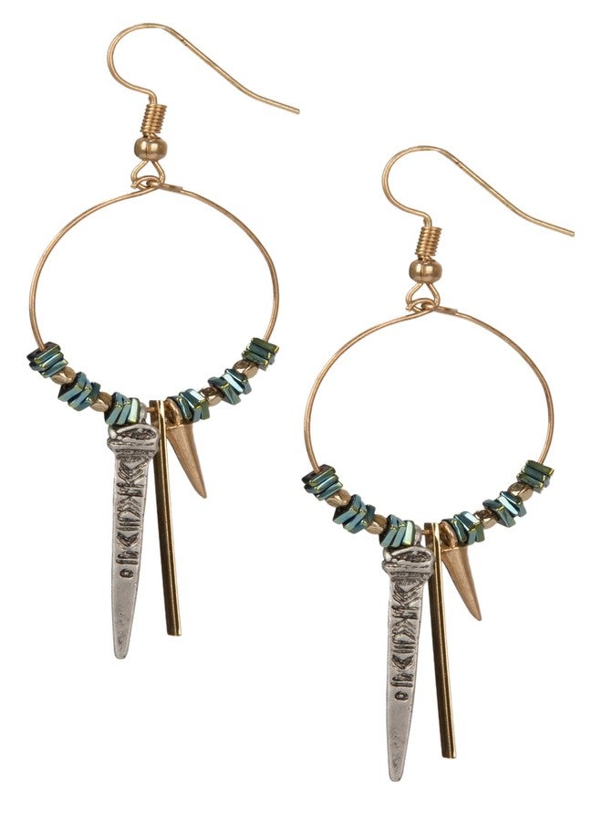 SPUNKYsoul Tribal Gold Boho Chic Ethnic Vintage Hoop Circle Fishhook Dangle Earrings for Women and Girls Gift Jewelry Bohemian - Image 1