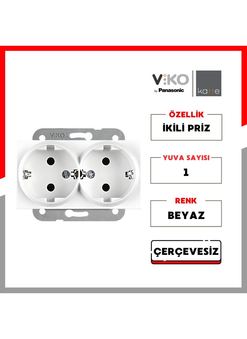 Viko | Karre Double Socket [single, White, Frameless] 