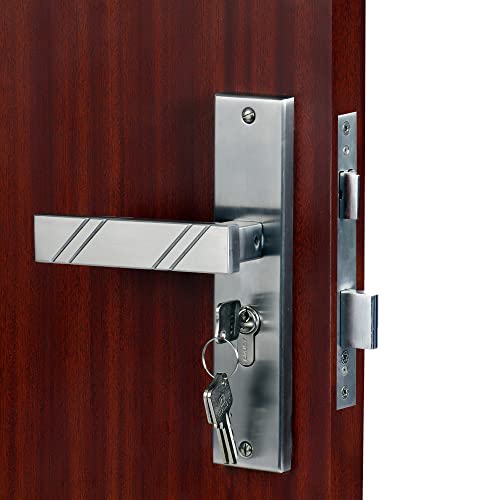 CRUST Heavy Duty Mortise Door Lock Set for Main Door, Door Handle Lock Set for Main Door Lock, Office/Hotel/Bathroom (LB-10001, Matt Satin) - Image 4