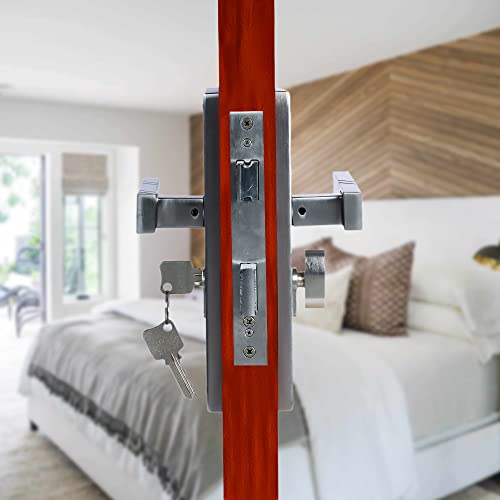 CRUST Heavy Duty Mortise Door Lock Set for Main Door, Door Handle Lock Set for Main Door Lock, Office/Hotel/Bathroom (LB-10001, Matt Satin) - Image 3