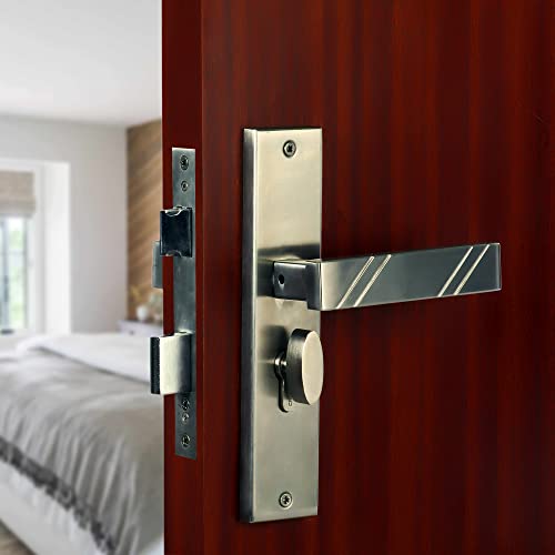 CRUST Heavy Duty Mortise Door Lock Set for Main Door, Door Handle Lock Set for Main Door Lock, Office/Hotel/Bathroom (LB-10001, Matt Satin) - Image 2