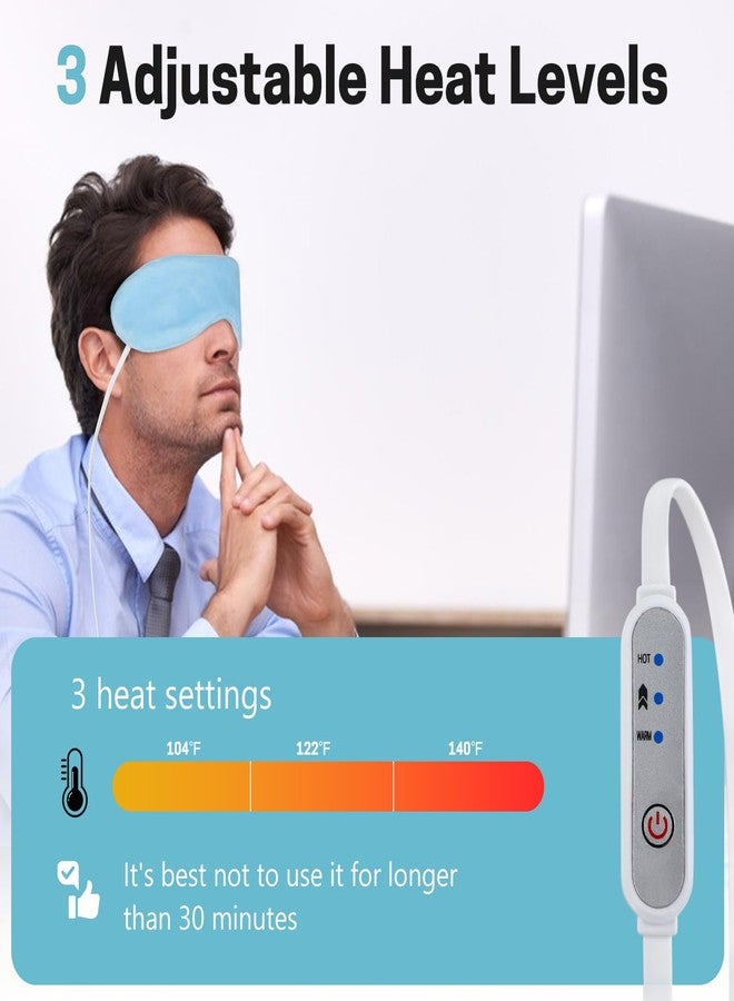 Aurya Heated Eye Mask for Dry Eyes, Stye and Migraines, Warm Eye Compress Mask with 3 Temp Settings & Washable Cover, Eye Mask for Chalazion, Blepharitis Relieves - Image 4