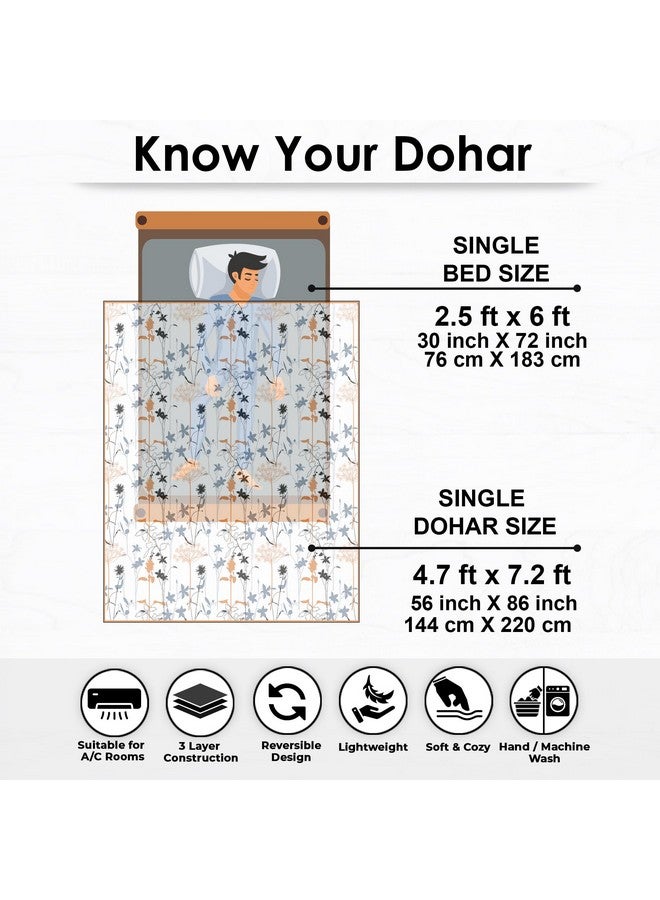 Story@Home Cotton 100% Cotton Reversible Dohar Single Bed AC/Blanket/Quilt Single (Grey and Yellow, 86" x 56") - Image 2