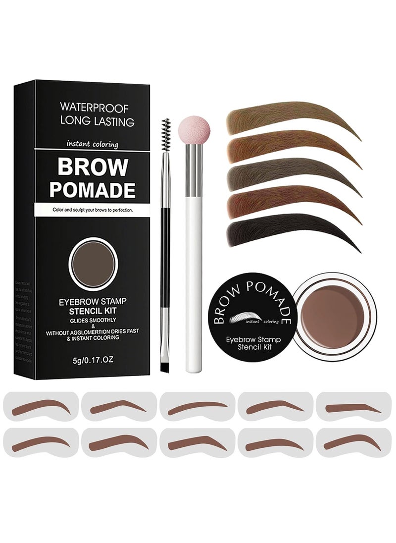 LSxia Eyebrow Stamp Stencil Kit  for Waterproof Eyebrows Makeup Eyebrow Stamp Kit with Sponge Applicator 10 Eyebrow Stencils Dualended Brow Brush Waterproof Eyebrow Pomade Chocolate 