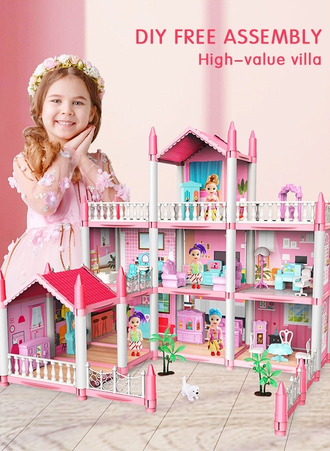 GROIC Doll House ，3 Story 9 Rooms Villa House，DIY Building Playset, Decorating Dollhouse Accessories and Furniture,Gift for kids - Image 3