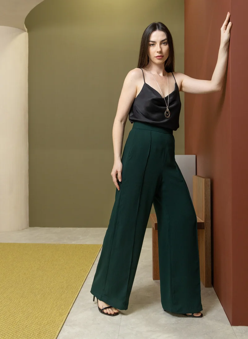 لا لي لي بنطلون واسع الساق أسود