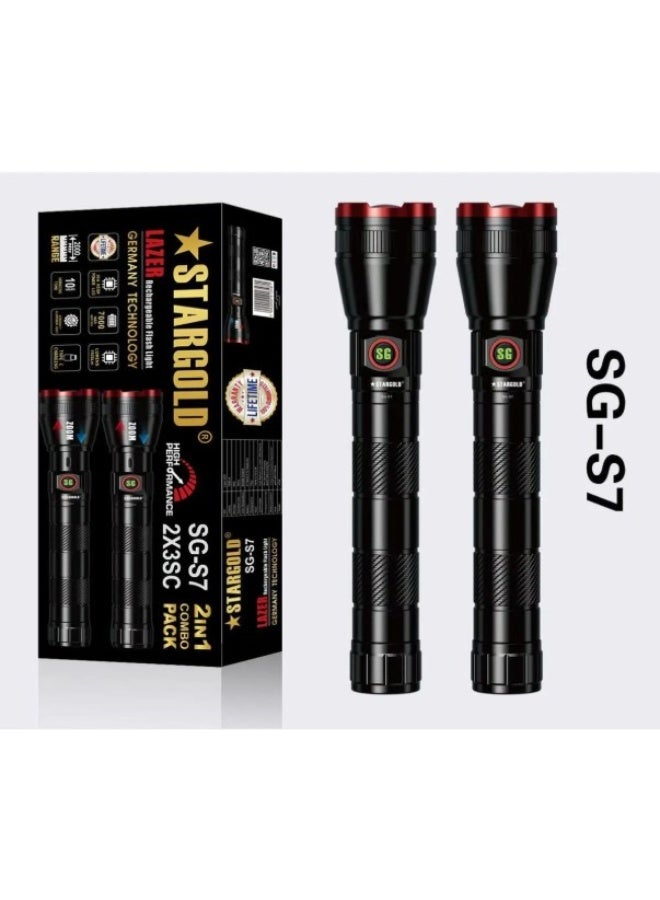 Stargold 2 IN 1 Stargold Emergency Torch Light Rechargeable LED Flashlight - Image 3