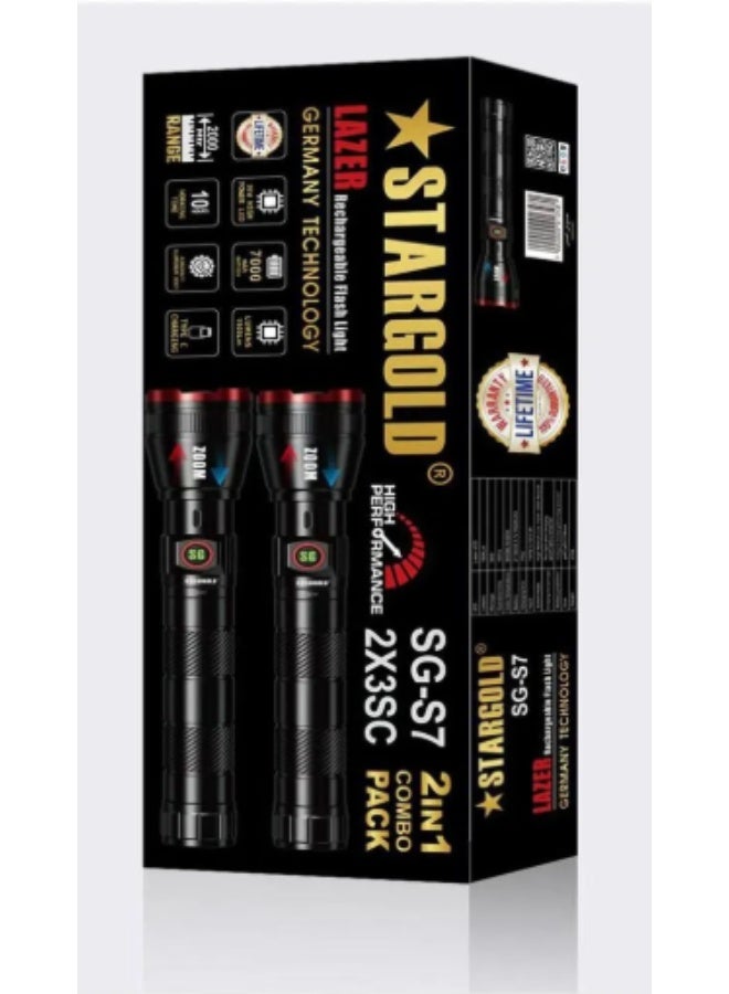 Stargold 2 IN 1 Stargold Emergency Torch Light Rechargeable LED Flashlight - Image 3