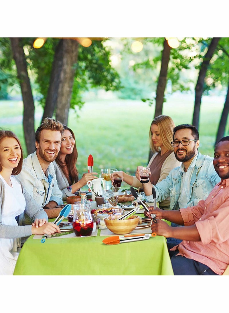 إكسفور ملقط سيليكون 7 بوصة، ملقط مطبخ صغير بنهايات سيليكون ملقط تقديم صغير ملقط طهي فولاذي غير قابل للصدأ للسلطة، الشواء، القلي والطهي (أسود، أحمر، أزرق، برتقالي، أخضر، 5 قطع) - Image 4