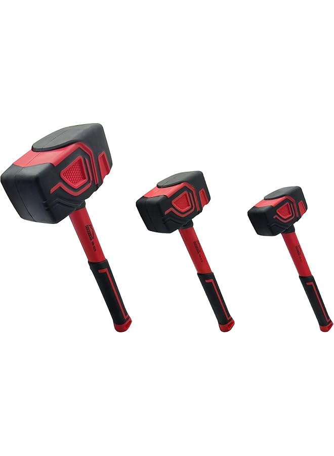 PROMASS 3-Piece Rubber Mallet Set, 10oz Rubber Mallet, 20oz Rubber Mallet Hammer, 36oz Rubber Hammer, Heavy Duty Rubber Hammer Mallet with Rubber Handle, Soft Hammer for Flooring, Soft Blow Tasks - Image 1