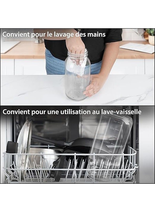 عام إبريق زجاجي بسعة 2 لتر مع غطاء بفتحة وصنبور، يعتبر إبريق كبير ومضاد للماء للماء، العصير، الشاي، الحليب، والقهوة. يتميز بفوهة واسعة ومقبض، وهو وعاء قوي. - Image 5