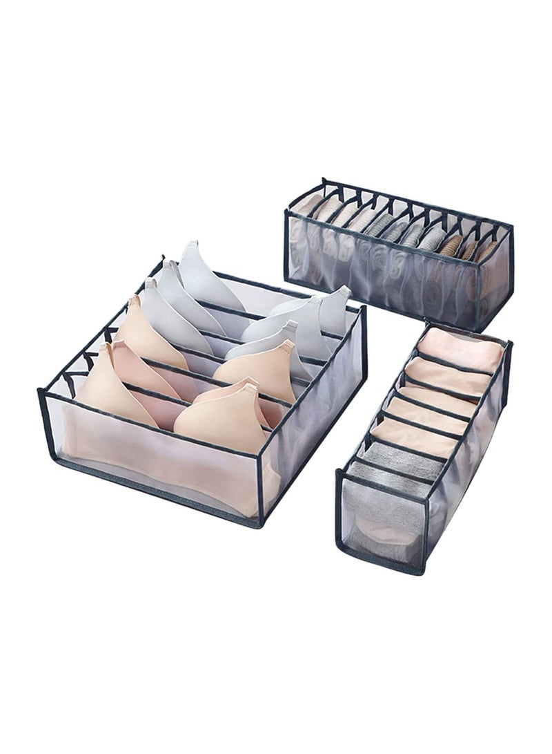 dreamons link Dreamons Link Thickening 3Pcs Collapsible Storage Boxes Bra Underwear Closet Organizer Foldable Container Case, Grey Upgrade Thickening  - Image 1