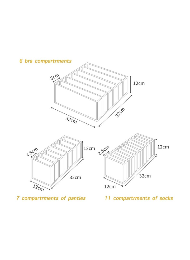 dreamons link Dreamons Link Thickening 3Pcs Collapsible Storage Boxes Bra Underwear Closet Organizer Foldable Container Case, Grey Upgrade Thickening  - Image 2