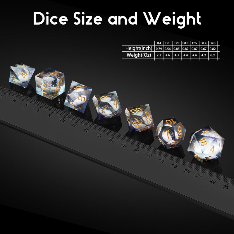 DNDND Liquid Sharp Edge DND Dice, A Full Set of Liquid D&D Die with Gift Case for Dungeons and Dragon Game (Grey Liquid) - Image 5
