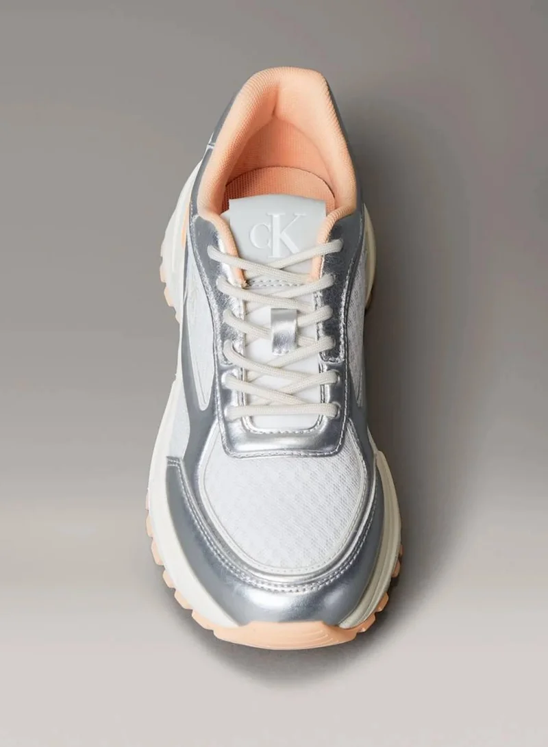 Calvin Klein Jeans Bright White/Silver/Florida Ether Trailblazer — Mesh Mix Runner Trainers for Women | Best Price UAE