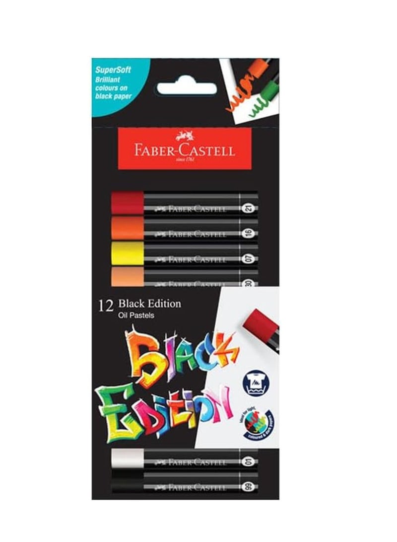 FABER-CASTELL 12 قطعة من ألوان الزيت باللون الأسود المتعدد الألوان - Image 1